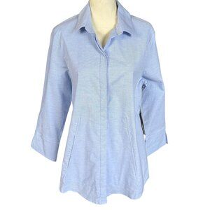 Habitat blue long sleeve collared button down shirt blouse size small